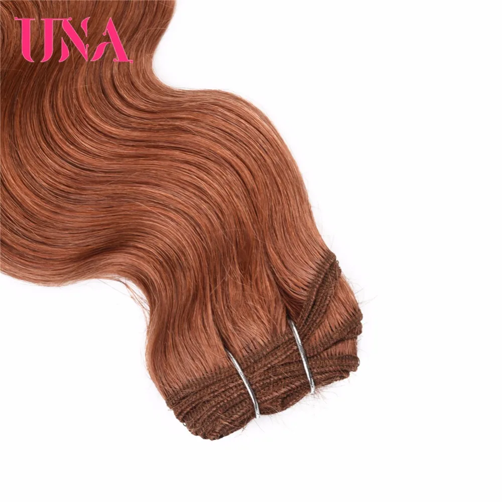 Уна перуанские человеческие волосы объемные волнистые волосы Wefts 3 пучка Remy человеческие волосы для наращивания 1"-26" предварительно Цветные#30 Auburn