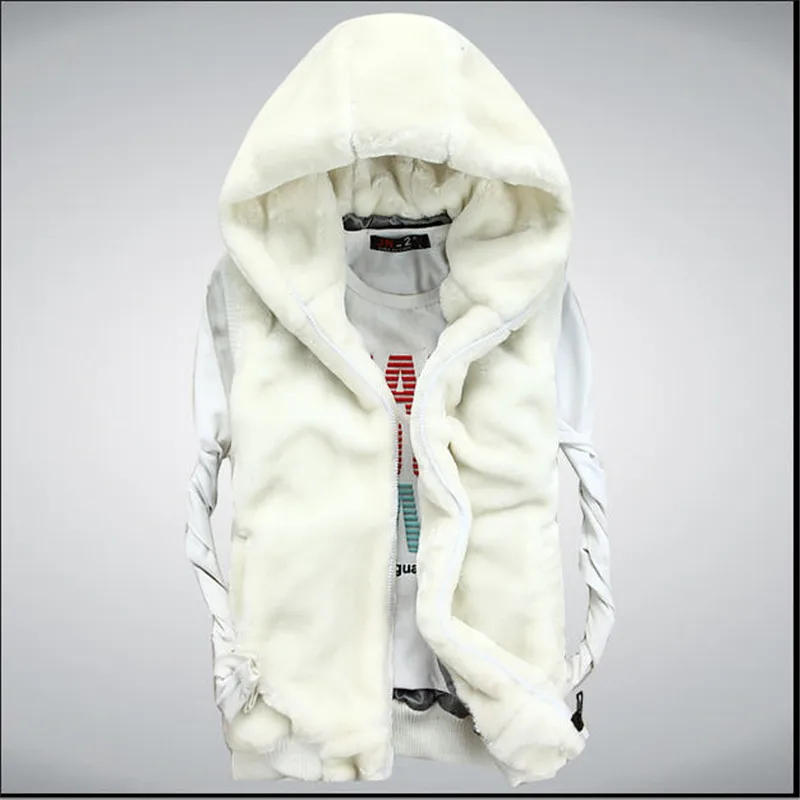 Осенне-зимний мужской теплый жилет из искусственного меха пальто без рукавов для