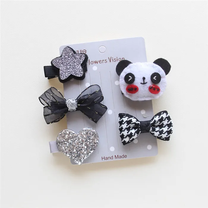 10 panda 5 шт./компл. корейской моды животных фрукты Форма зажим для волос Симпатичные Мультяшные заколки Тигр обезьяна рыбы, с украшением в виде аксессуары для волос - Цвет: 10 panda