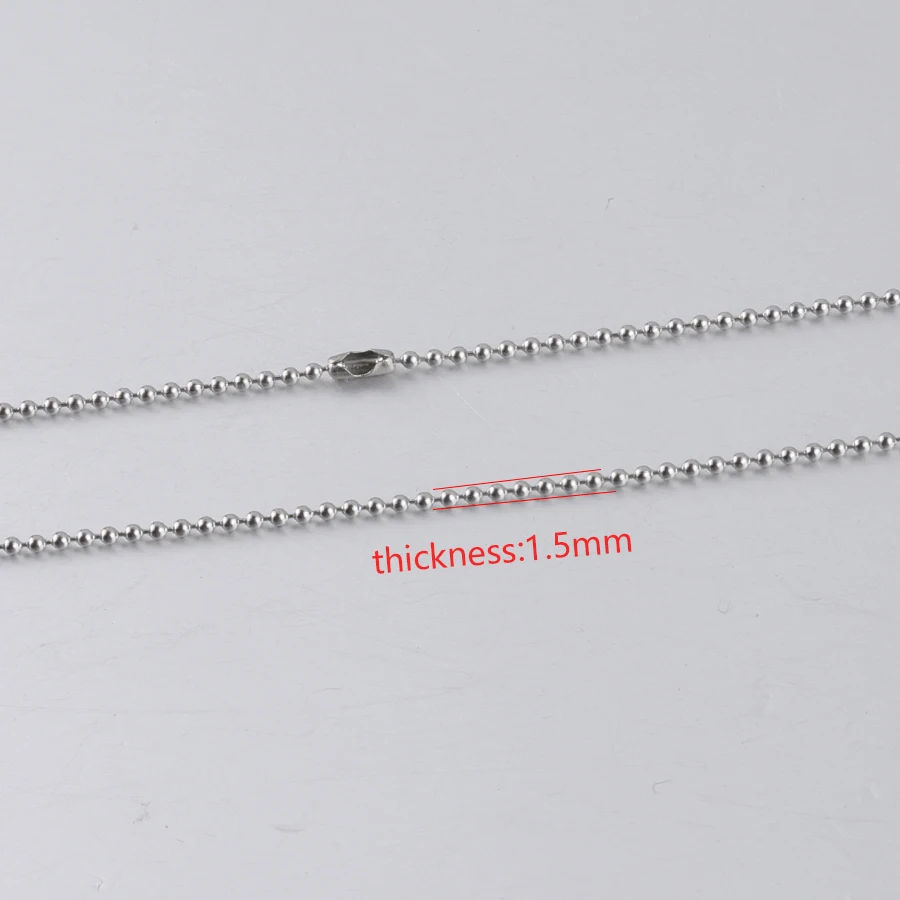Fnixar 1.5mm Thickness Stainless Steel Ball Beads Chain Necklace DIY 16'' 18'' 20'' 24'' 25'' 30''