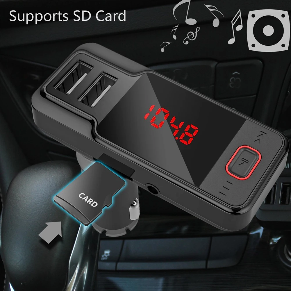 Светодиодный дисплей Bluetooth Разъем fm передатчик Hands Free прослушивание музыки
