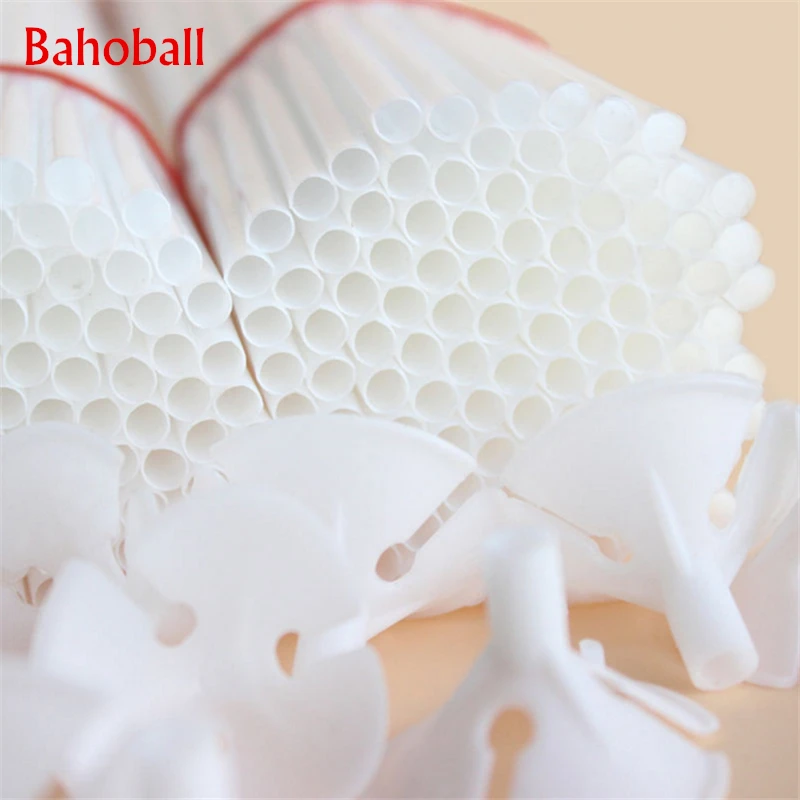 10 sets/lot 32cm Latex Balloons Stick White PVC Rods for Supplies Balloons Holder Sticks with Cup Party Decoration Accessories