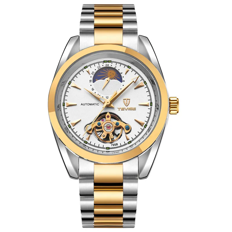 Tevise наручные часы Мужские лучший бренд класса люкс день Moonphase Авто механические