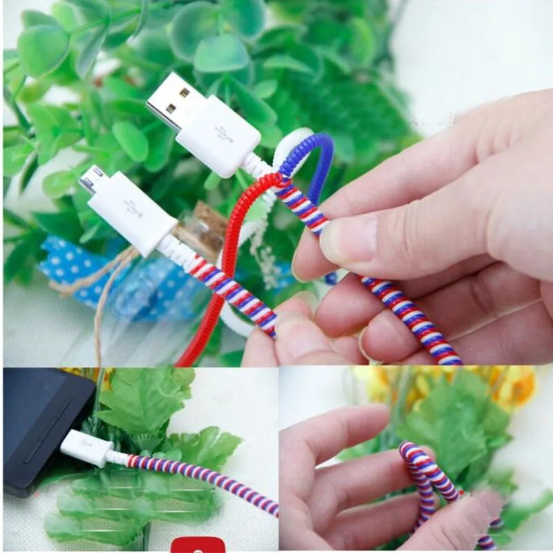 

HAOBA 5pcs/lot Data Cable Protective Sleeve Spring Twine For Iphone USB Charging earphone Case Cover Winder