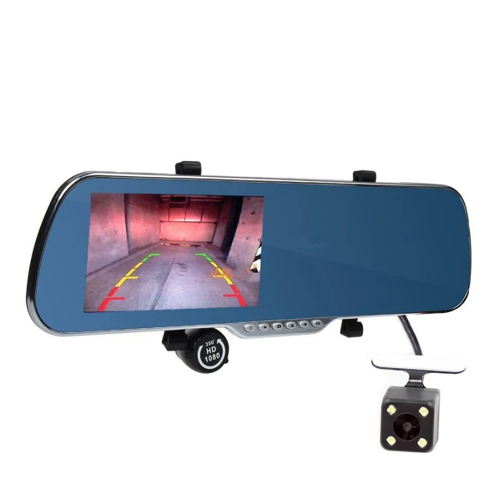 Ecartion 5&quot Car DVR GPS Navigation Wifi Android Full HD 1080P Camera Dual Lens Parking Rearview Mirror Video Recorder - купить по