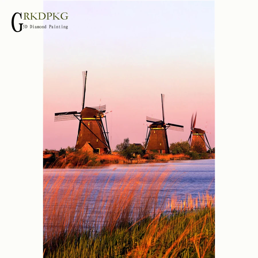 

GRKDPKJ 5d diy diamond painting windmill ima accessories pictures of rhinestones Full square diamond painting Wedding decoration