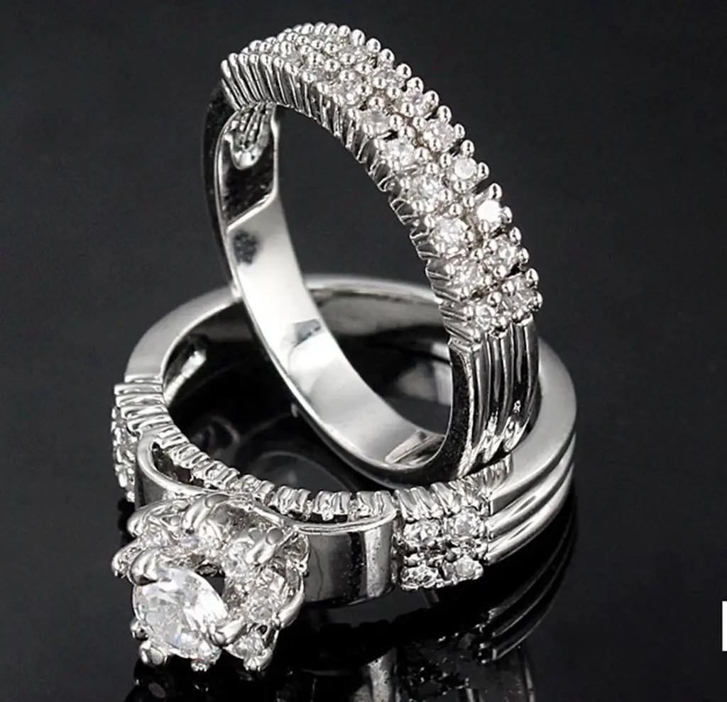 Size 5-11 Silver Plated Engagement Ring Wedding Cubic Zirconia Fashion | Украшения и аксессуары