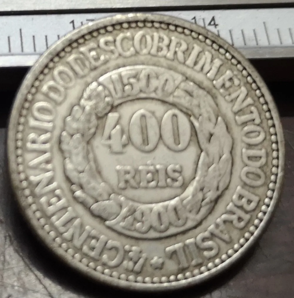 1900 Бразилия 400 Reis монета с серебряным покрытием копия