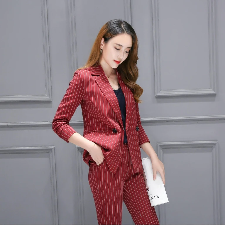 Burgund наряды на весну и осень штаны комплект из 2 предметов комплекты двубортный в