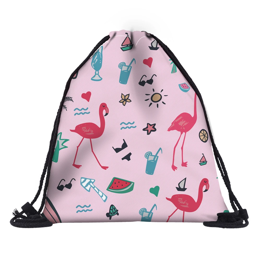 Сумка на шнурке Deanfun Flamingo с 3D принтом розовый милый подарок для девочек школьный