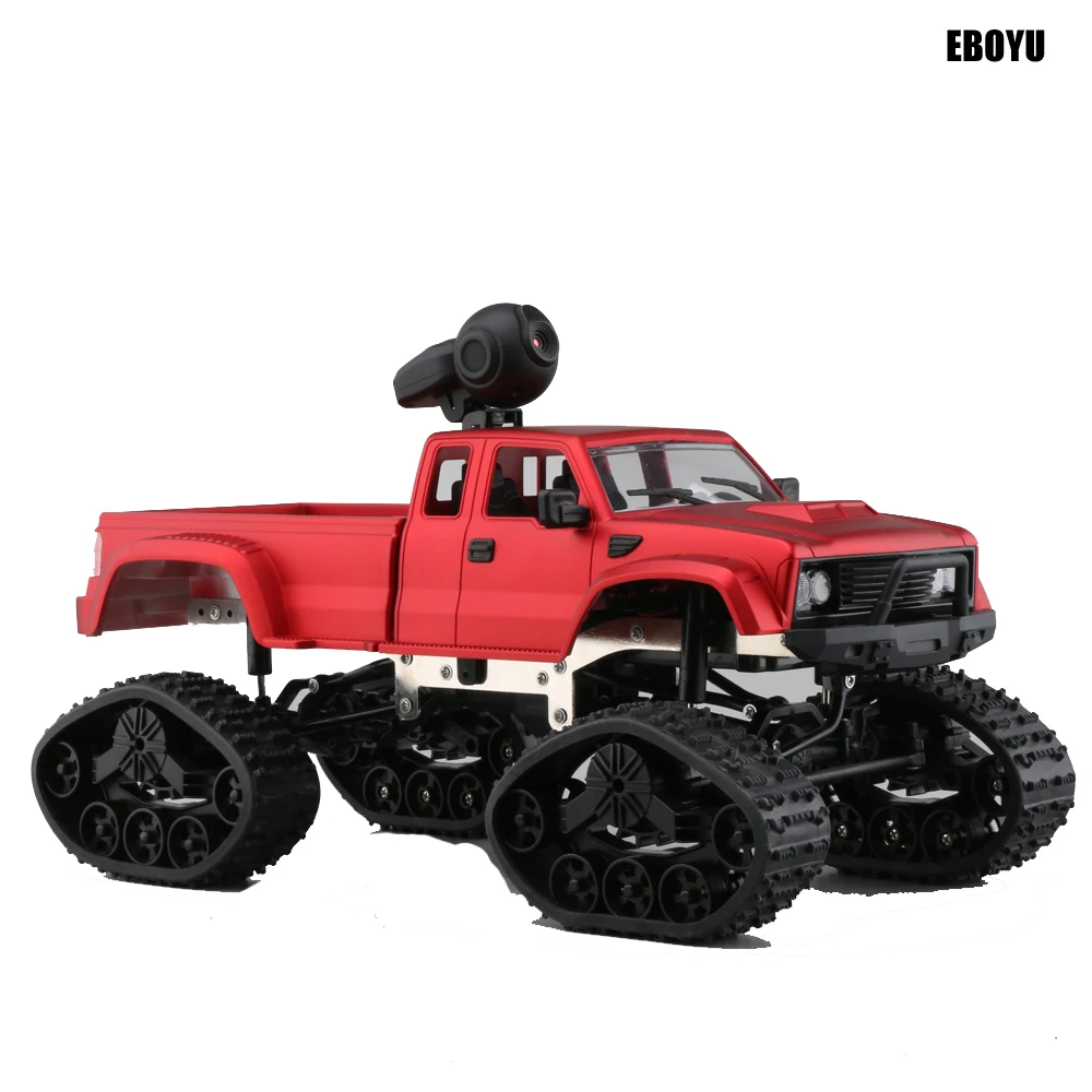 EBOYU FY002B+ WiFi 2,4 ГГц 1/16 4WD зимние шины грузовик внедорожный Радиоуправляемый грузовик с фронтальным освещением WiFi FPV 0.3MP камера военный грузовик RTR