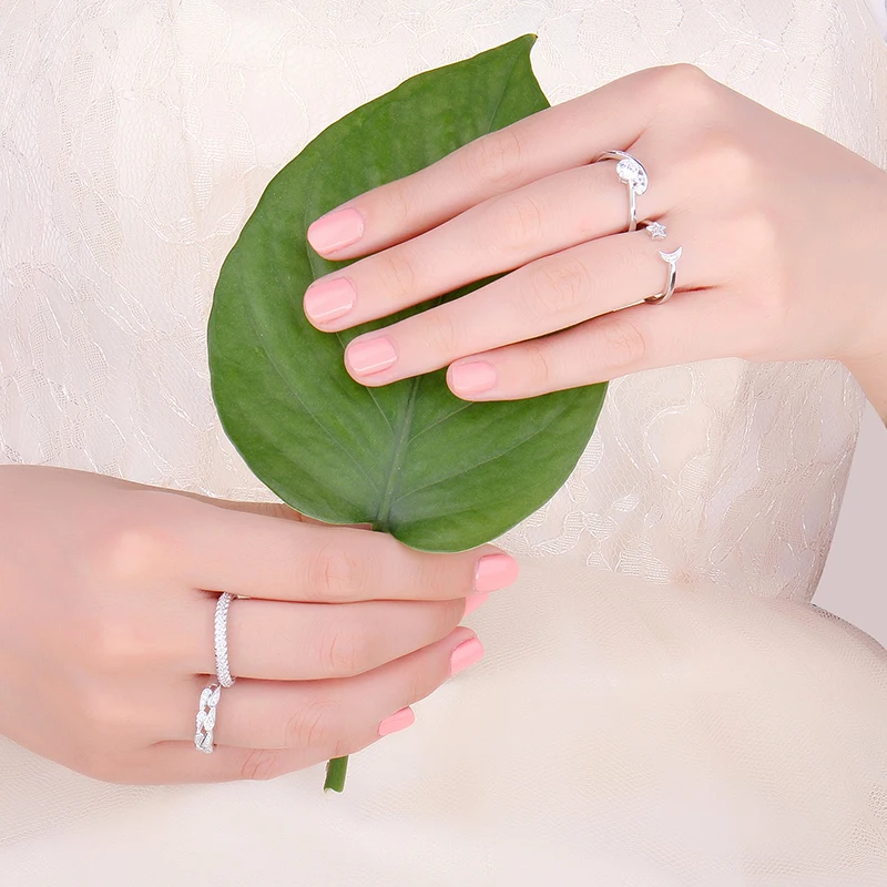 Фото Женское серебряное кольцо с Луной и звездами JewelryPalace, открытое регулируемое кольцо-манжета с кубическим цирконием, 925 пробы №4
