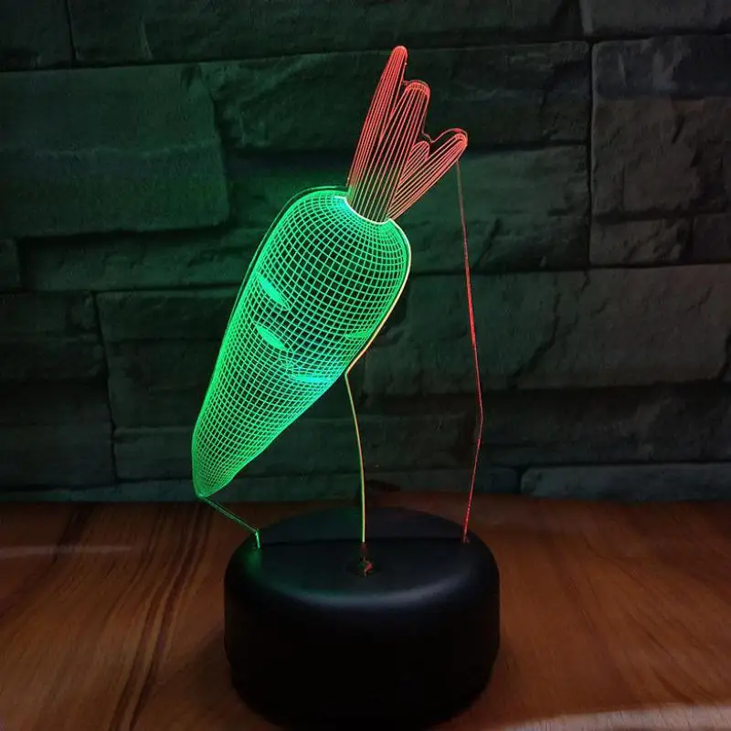 Carrotvious 3d ночной Светильник креативный 7 цветов с сенсорным зарядным светодиодом