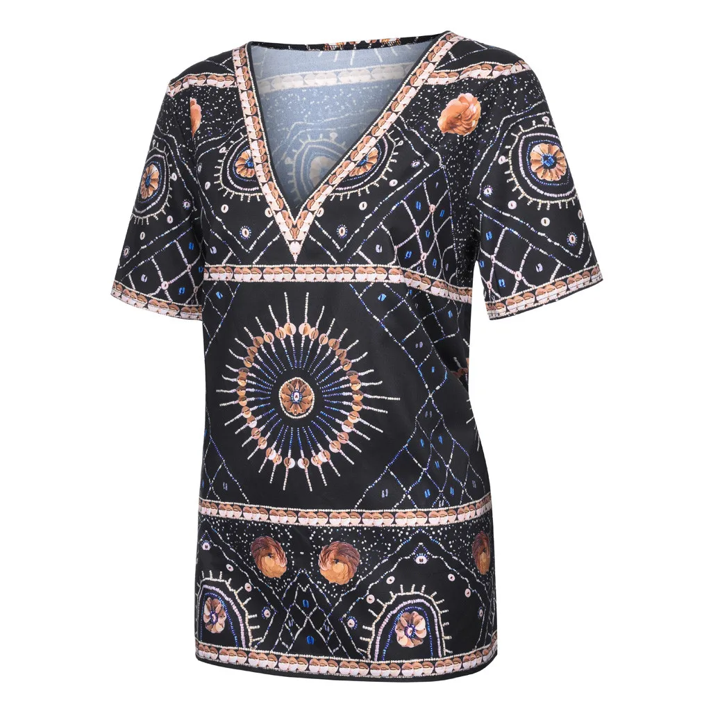 Женские рубашки повседневные Большие размеры женские с коротким рукавом v