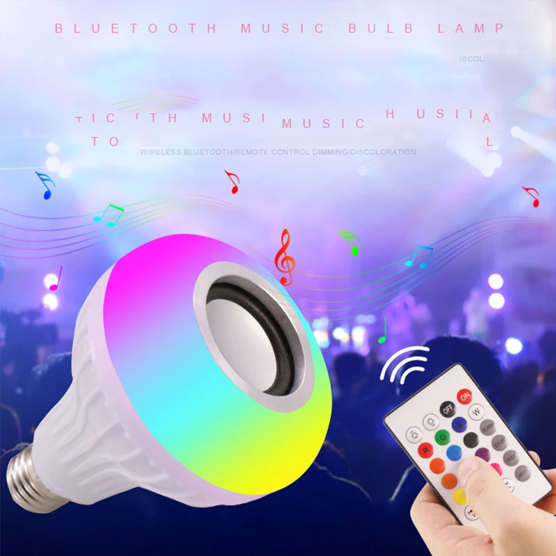 RGB Лампочка бар мигающий свет E27 пульт дистанционного управления Bluetooth Музыка