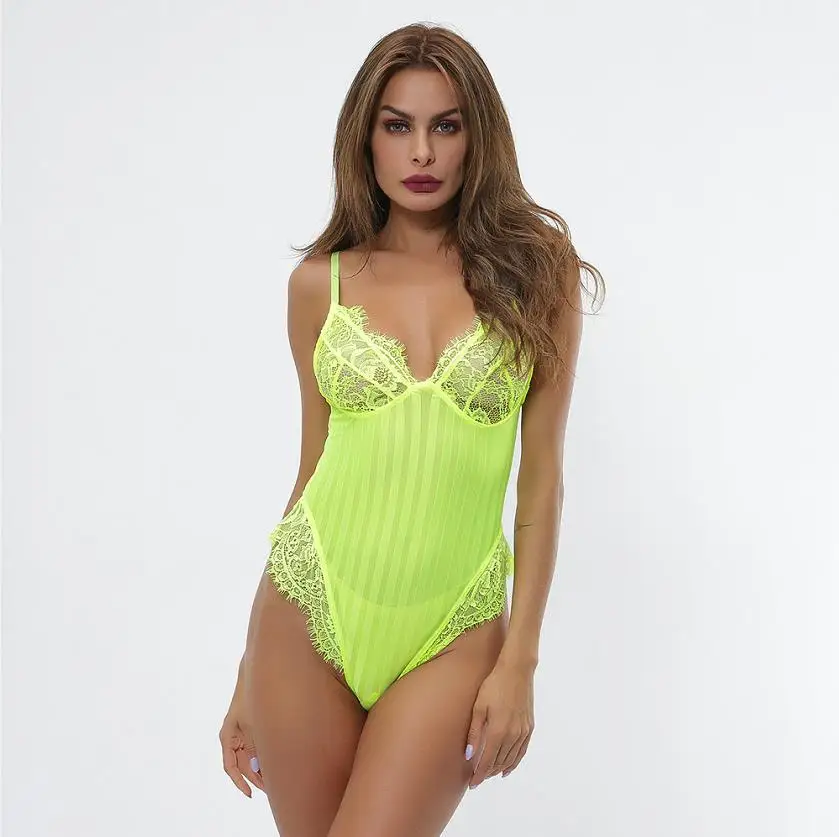Fluorescence Green Лето Chic Flourescence вышивка Кружевное боди лоскутное слинг выдалбливают дизайнерский купальник повседневной носки для Для женщин клуб - Цвет: Fluorescence Green
