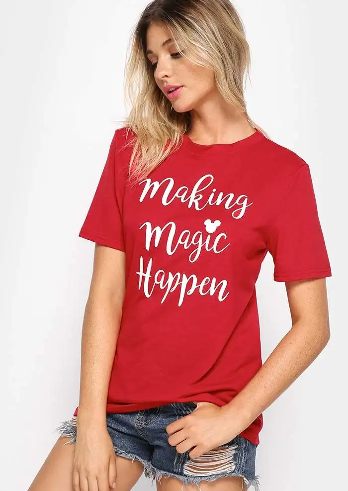 Женская футболка из хлопка с надписью Making magic происходит|Футболки| |