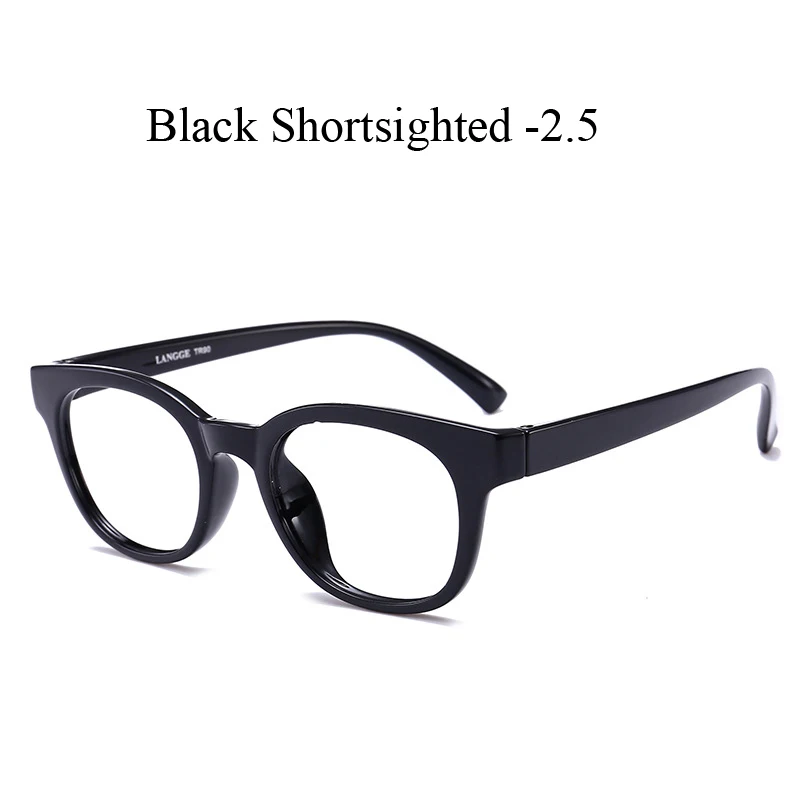 black myopia 2.5 Zilead ультралегкое TR90 круглое готовое стекло для близорукости для женщин и мужчин близорукое с диоптрией-1.0to-4,0 - Цвет оправы: black myopia 2.5