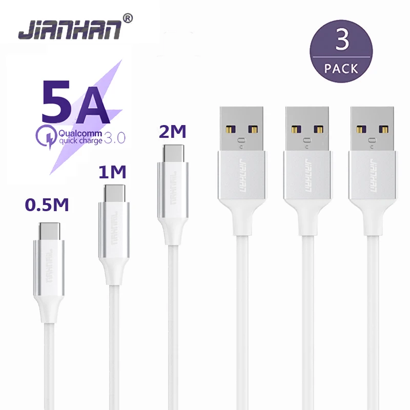 JIANHAN USB Type-C Cable 5A Fast Charging & Sync Data Charger for Macbook Xiaomi 4c NEXUS 5X | Электроника