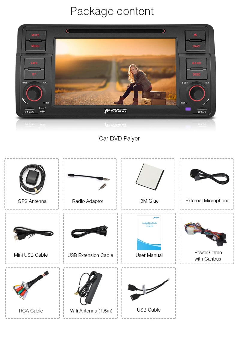 Тыквы 2 Din 7 ''Android 1 dvd плеер автомобиля для BMW E46/M3 gps навигации Bluetooth стерео wi Fi FM Rds