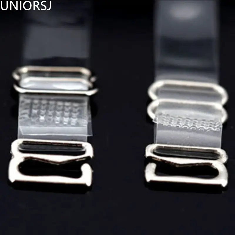 3Pairs=6Pcs 1.8CM Metal Buckle Bra Straps Belt Women's Elastic Transparent Matte Silicone Adjustable Baldric |