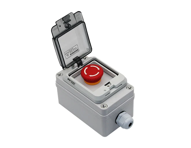 

Mushroom emergency stop button waterproof box with transparent protective window cover junction box emergency switch metal box