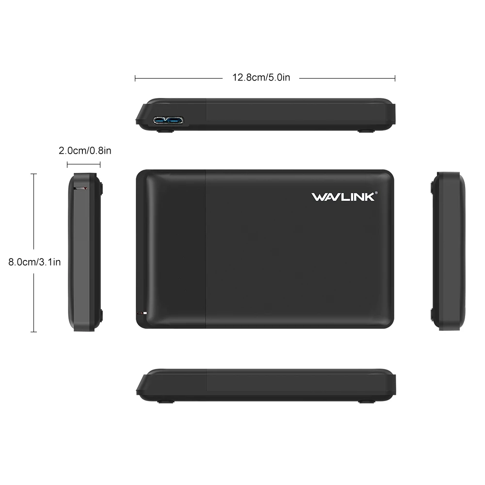 Wavlink 2,5 дюйма SATA внешний жесткий диск чехол USB 3,0 5 Гбит/с Поддержка UASP& SATA I/II/III Plug& play для 2," HDD& SSD