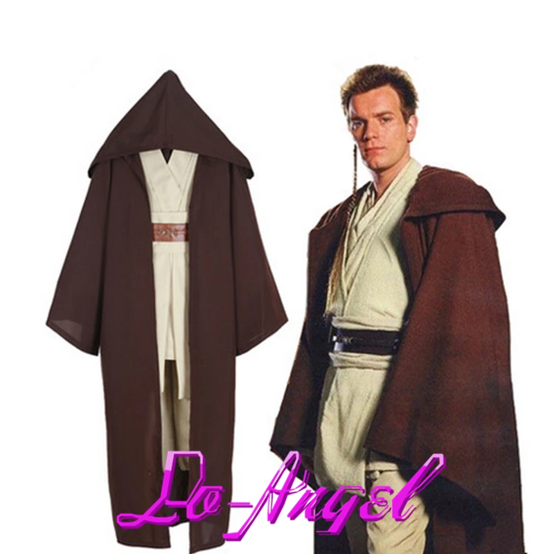 Бесплатная доставка Звездные войны Obi Wan Kenobi Jedi Туника Коричневый Плащ Хэллоуин