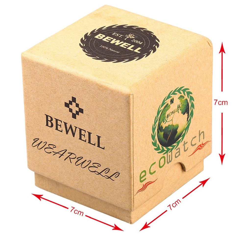 Мужские деревянные кварцевые часы BEWELL с японским механизмом светящиеся стрелки