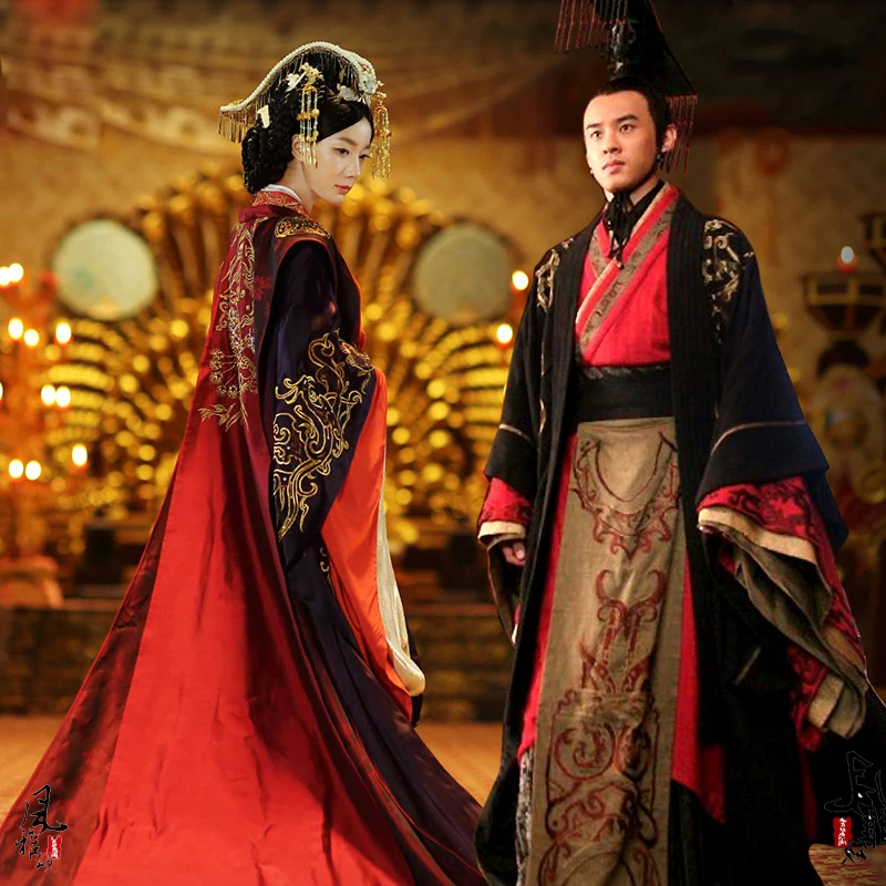 Китайский древний Свадебный Hanfu длинный костюм Хана династии невесты жениха