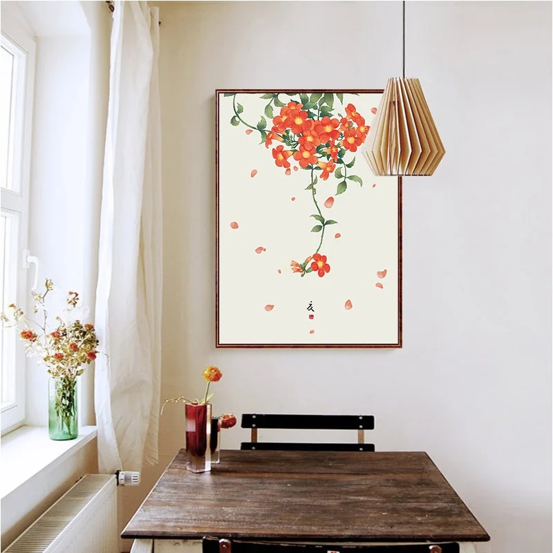 Chinese Four Seasons Beautiful Flowers Canvas Painting Modern Home Decoration Living Room Art Modular Wall Pictures No Frame | Дом и сад
