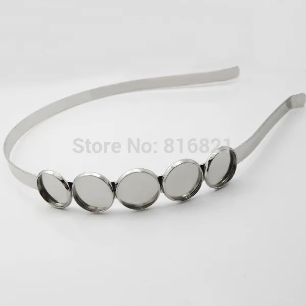 rhodium tone Диадемы ободки компоненты Пустые Основы 12 мм 14 мм круглые ободки лотки Смола Стекло Кабошоны Ювелирные изделия для волос Настройки DIY фурнитура - Цвет: rhodium tone