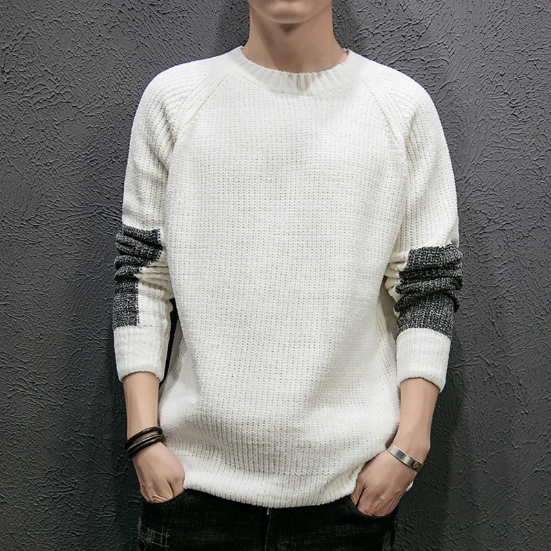2018 New Arrival Sweater Men Casual Pullover Autumn Round Neck Patchwork Quality Knitted Brand Male Sweaters Plus Size M-3X | Мужская