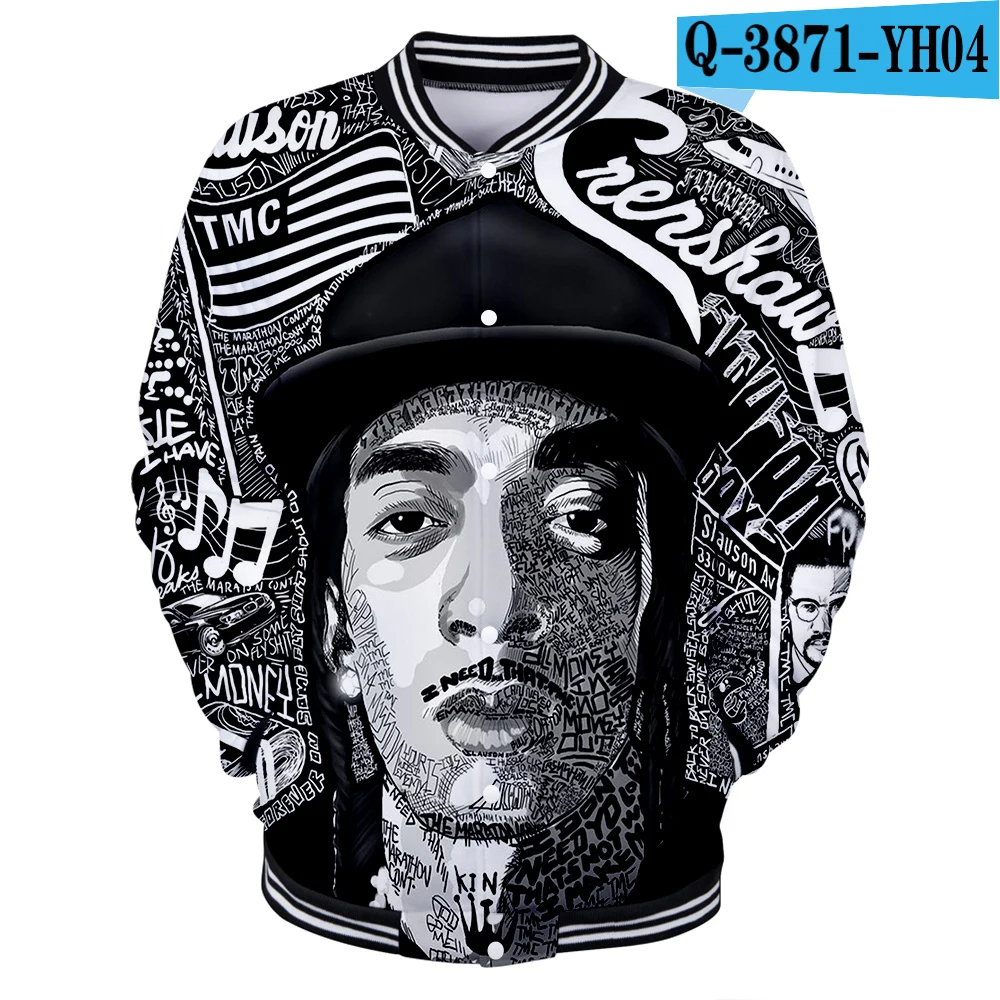 Мужские куртки и пальто Nipsey Hussle Harajuku 3d бейсбольные куртки для колледжа хип-хоп повседневная одежда мужская бейсбольная Толстовка на заказ - Цвет: YH04