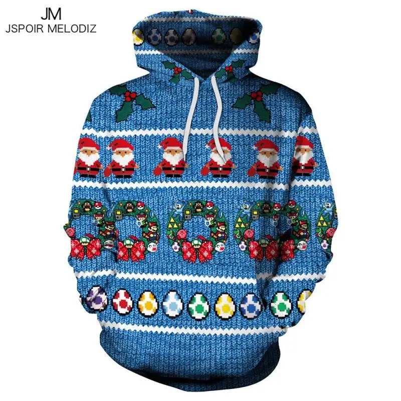 3D Толстовки с принтом смешно осень Новогодние товары Для женщин худи Толстовка