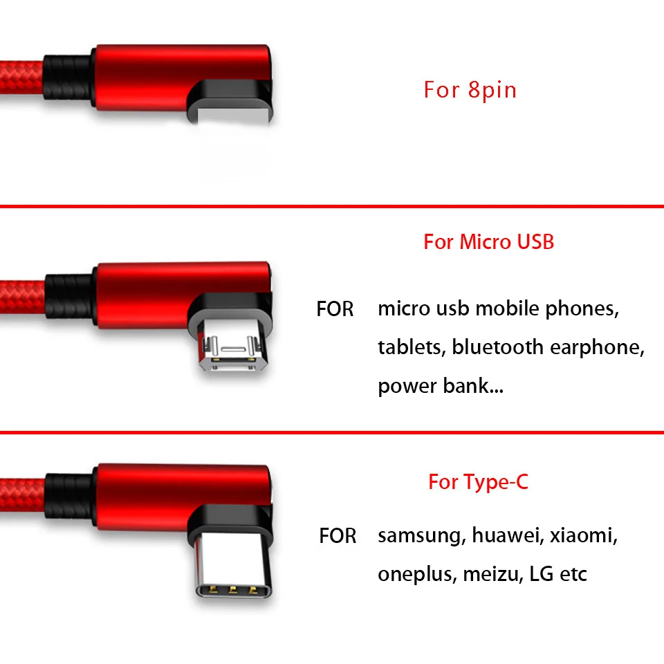 3 в 1 Реверсивный мульти Micro usb type C зарядный кабель для iPhone 90 градусов несколько