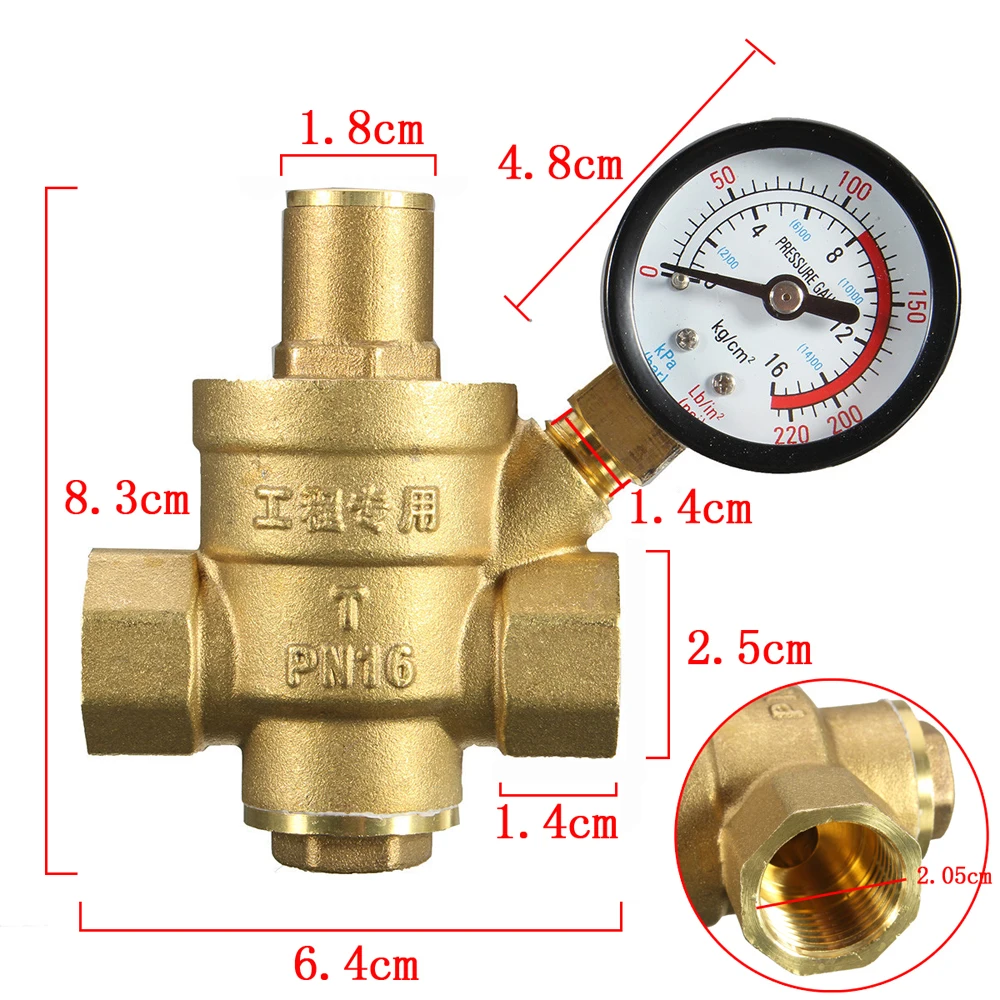 85*63mm DN15 3/4&quot Brass Water Pressure Reducing Maintaining Valves Regulator Adjustable Relief With Gauge Meter | Инструменты