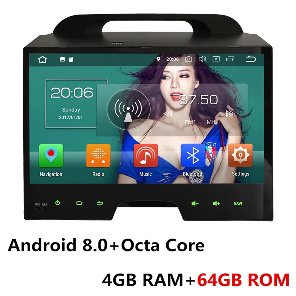 Android 8.0 x 64GB 10," ips Восьмиядерный 4G wifi Android 8,1 4 Гб ОЗУ 64 Гб ПЗУ RDS автомобильный DVD мультимедийный плеер Радио стерео для Kia Sportage R 2010 - Цвет: Android 8.0 x 64GB