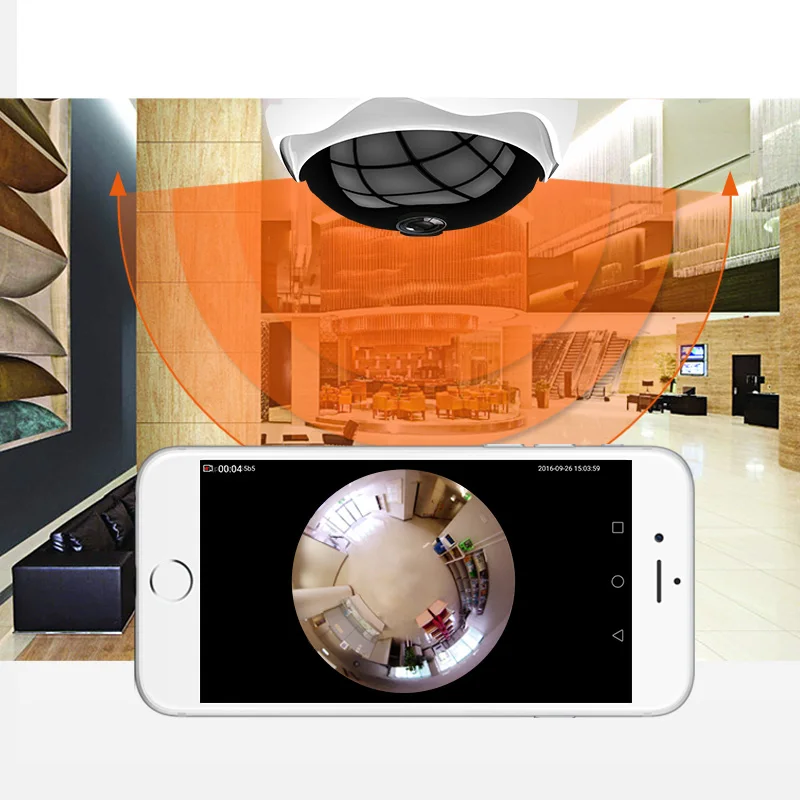 1080 P 360VR панорамный монитор Wi-Fi IP Камера Беспроводной Smart P2P сети видеонаблюдения