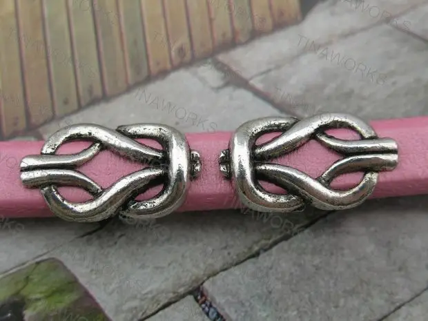 

FREE SHIPPING 30pcs Antique Silver Anti-Silver 10.2x6.3mm Infinity Tie Slider Spacer Findings For Licorice Leather--PAT176