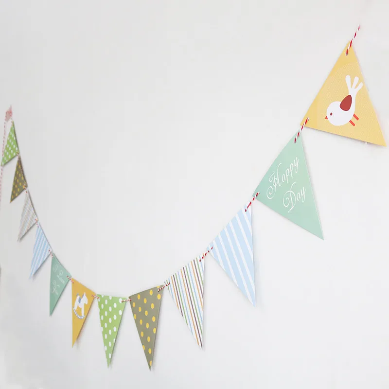 12 флаги 16 см гирлянды Рождения овсянка баннеры Вымпел Baby Shower Свадьба День Святого