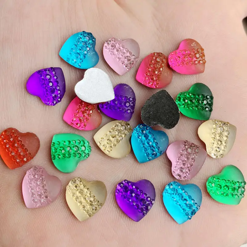 12 мм драгоценные камни в форме сердца с плоской задней стороной и кристальная