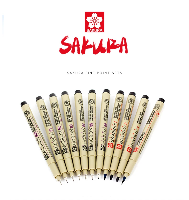 Sakura Pigma Micron, водостойкая ручка с крючками, перо, перо, нужно, ручка, анимация, дизайн, манга, рисунок, лайнер, художественный маркер, товары для рукоделия