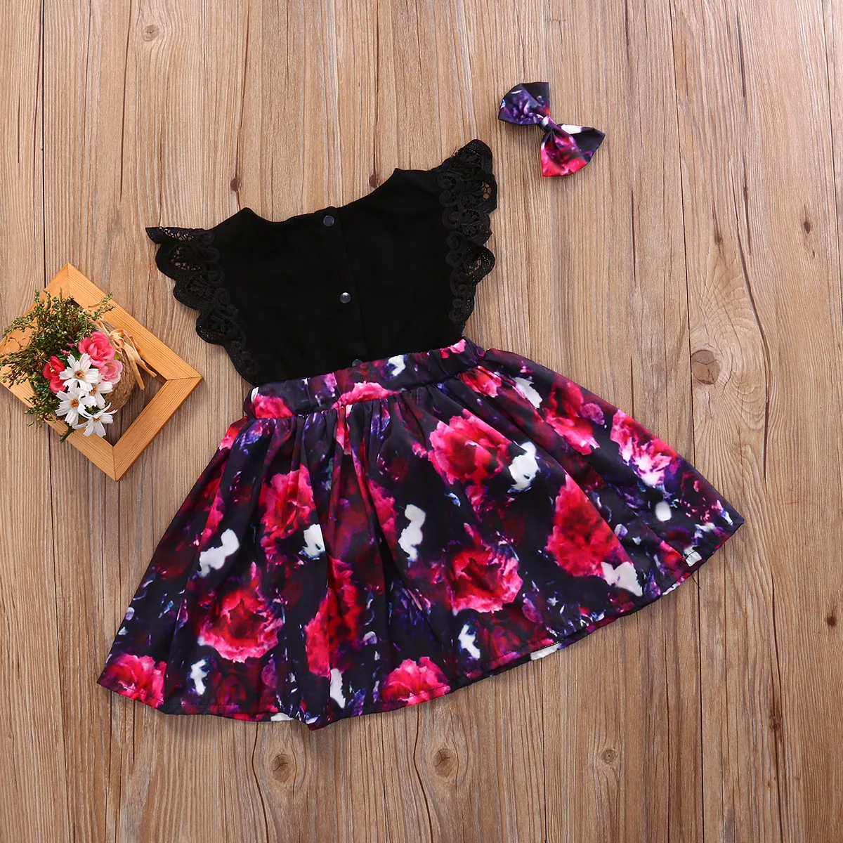 Детский комбинезон для девочек PUDOCOCO Цветочный без рукавов|Сочетающаяся одежда