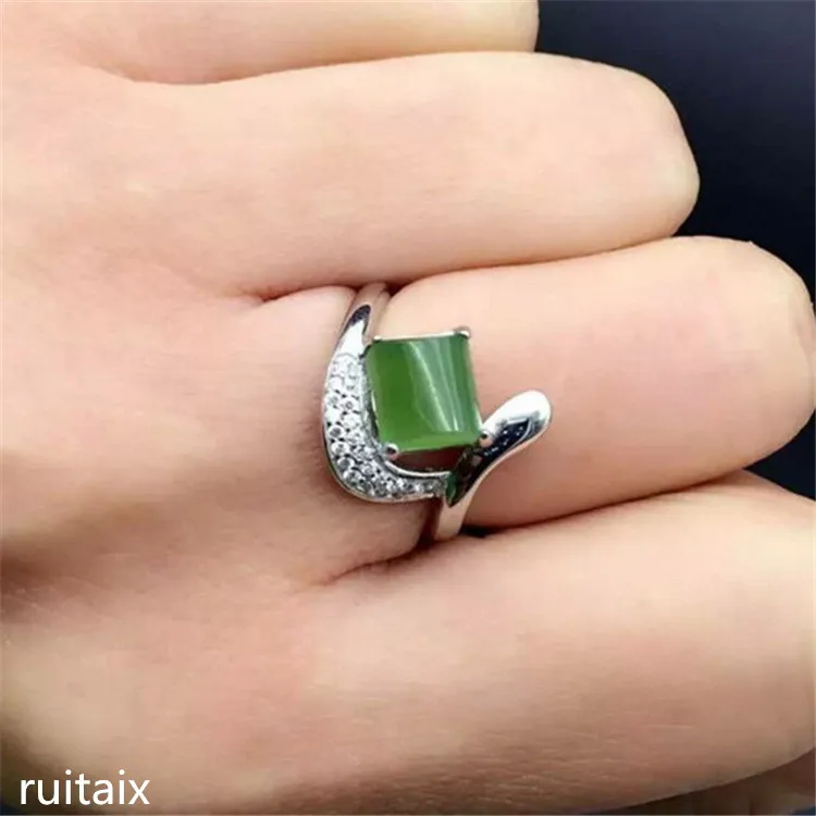 

KJJEAXCMY fine jewelry 925 Pure silver inlay natural jasper female style ring jewelry simple plant curve jewelry