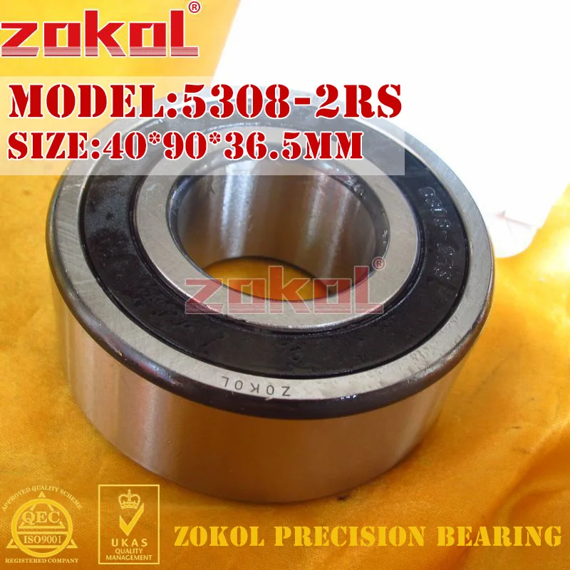 Подшипник ZOKOL 5308 2RS 3308 2RZ (3056308) осевой радиально-упорный шарикоподшипник 40*90*36 5 мм |