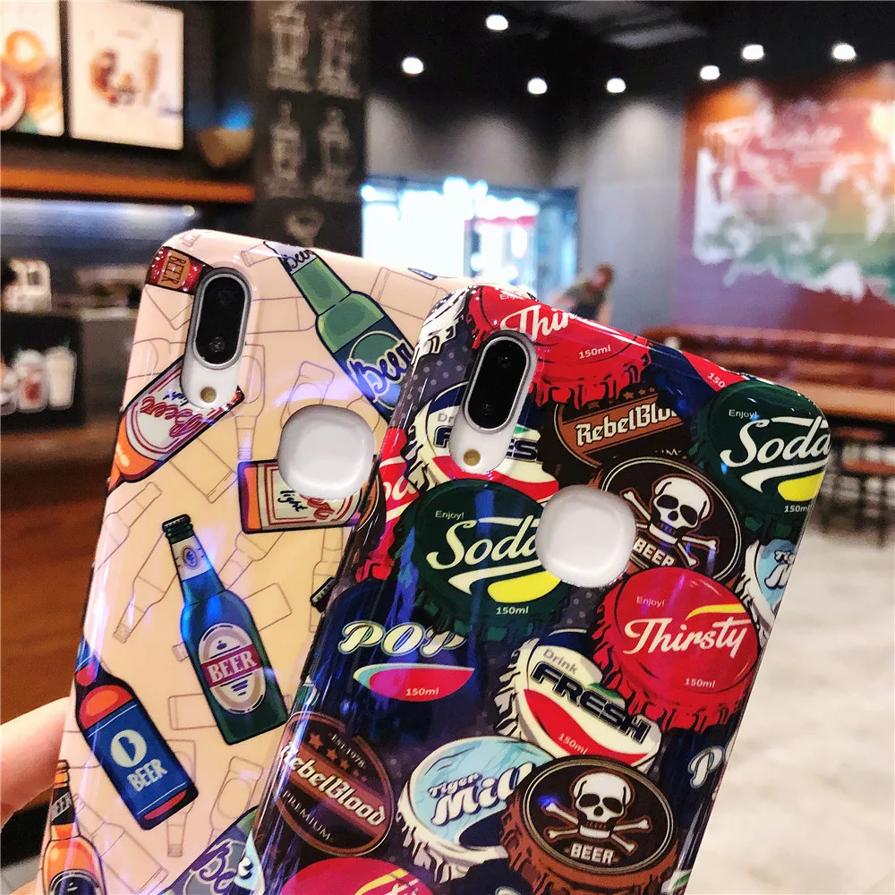Case For iPhone X XS MAX XR Japanese Street Trend 3D Relief Painted Beer Drink Phone 6s 7 8 Plus Blue Light |