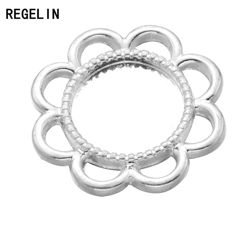 REGELIN 12 мм круглый цветок кружева кулон настройки ободок подходит стекло кабошон