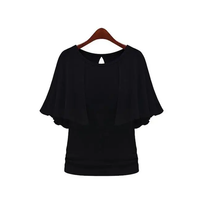 2017 L-5XL плюс Размеры тонкий женский футболка летние оборками Для женщин Цвет