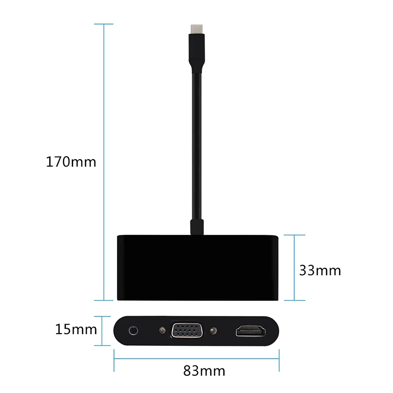Адаптер USB C Type на HDMI 4K + 3 0 VGA конвертер адаптер для Samsung Galaxy S8/S9/MACBOOK | Электроника